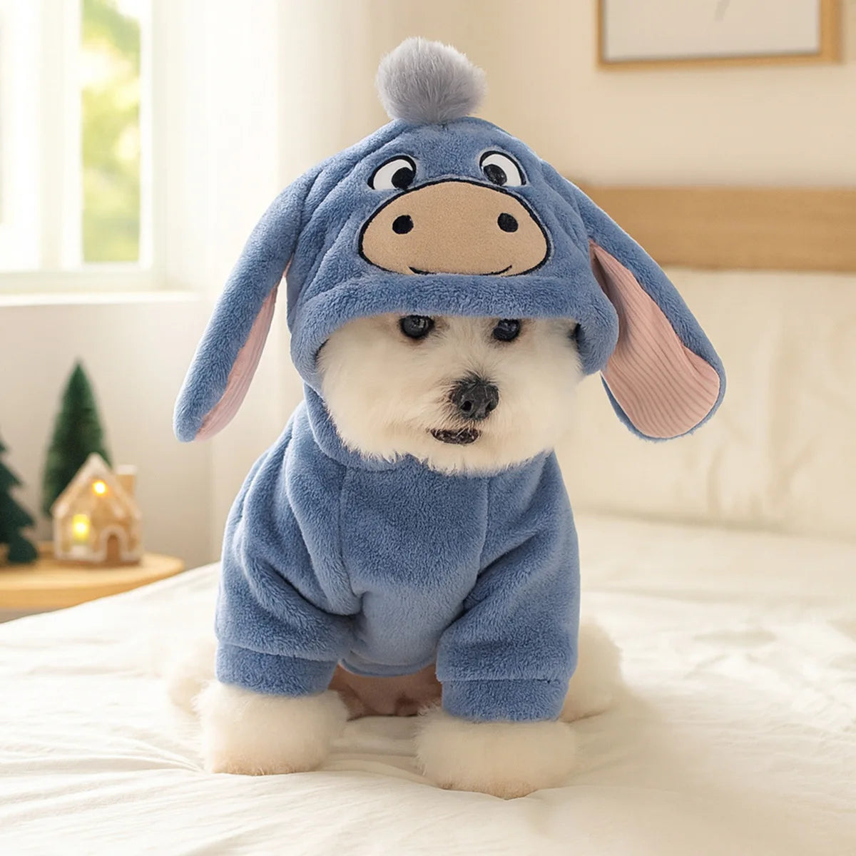 Little Donkey Color Flannel Animal Cosplay Pet Hoodie For Small Dogs & Cats