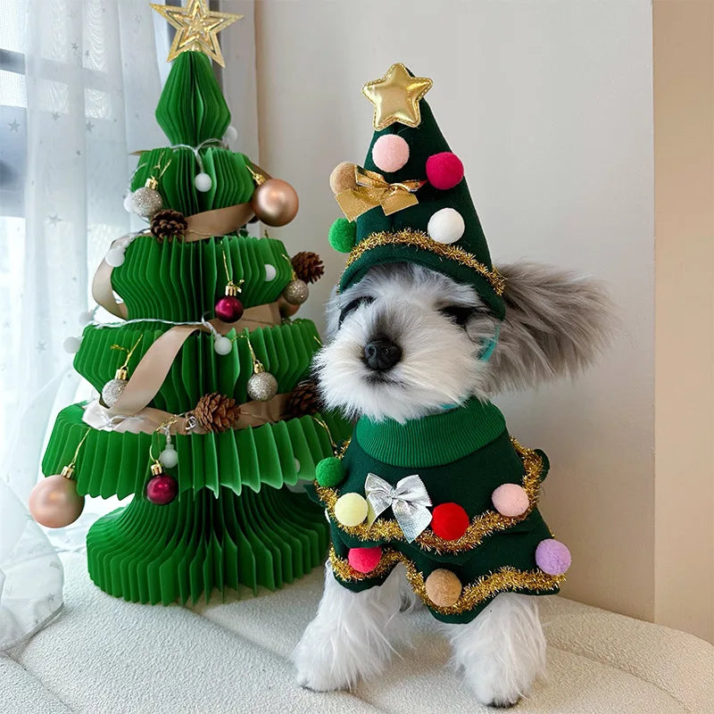 Christmas Tree Pet Cape Shawl Costume for Dogs & Cats