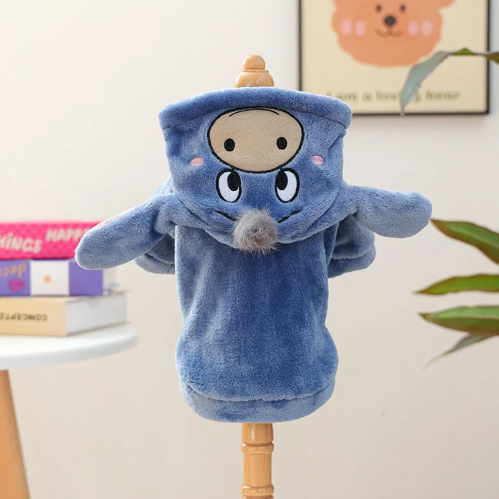 Flannel Animal Cosplay Pet Hoodie For Small Dogs & Cats