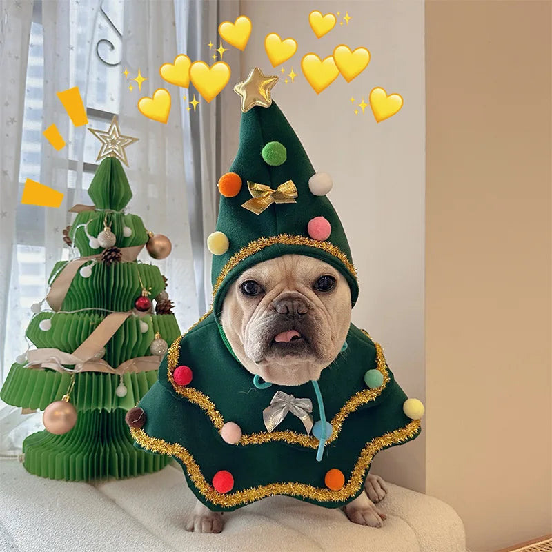 Christmas Tree Pet Cape Shawl Costume for Dogs & Cats