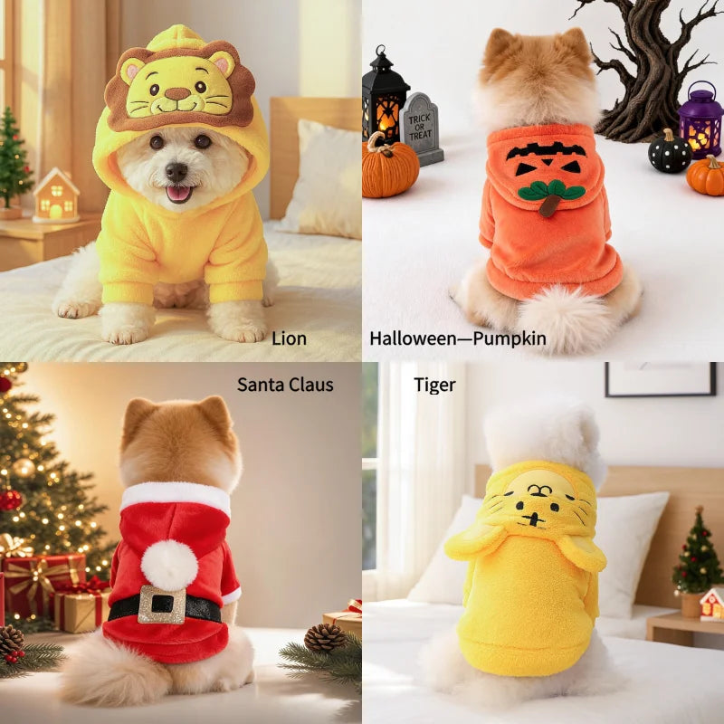 Flannel Animal Cosplay Pet Hoodie For Small Dogs & Cats