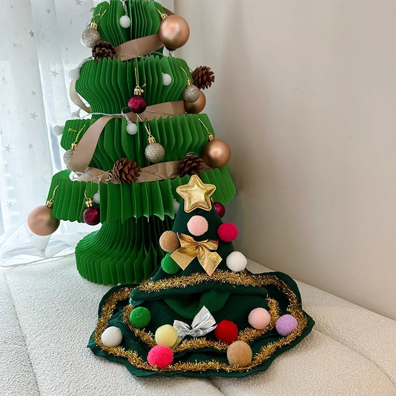 Christmas Tree Pet Cape Shawl Costume for Dogs & Cats
